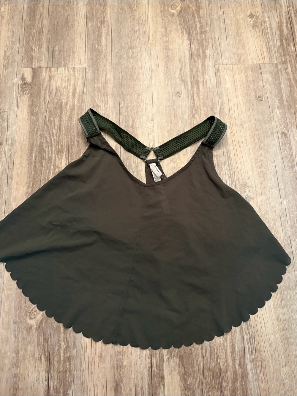 FP Movement by Free People Dark Green Scalloped Hem Camisole